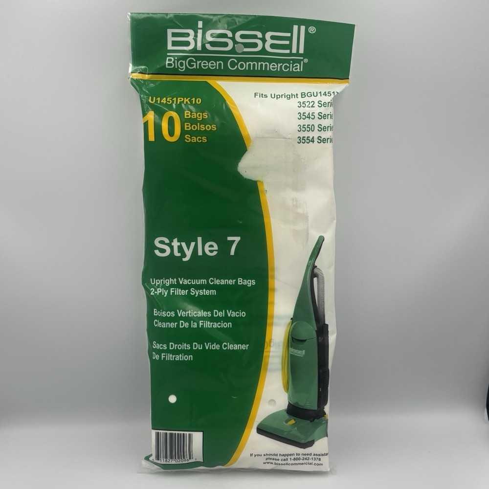 10 Bissell Upright Vacuum Cleaner Bags Style 7 BGU1451T fits 3522 3545 3550 3554